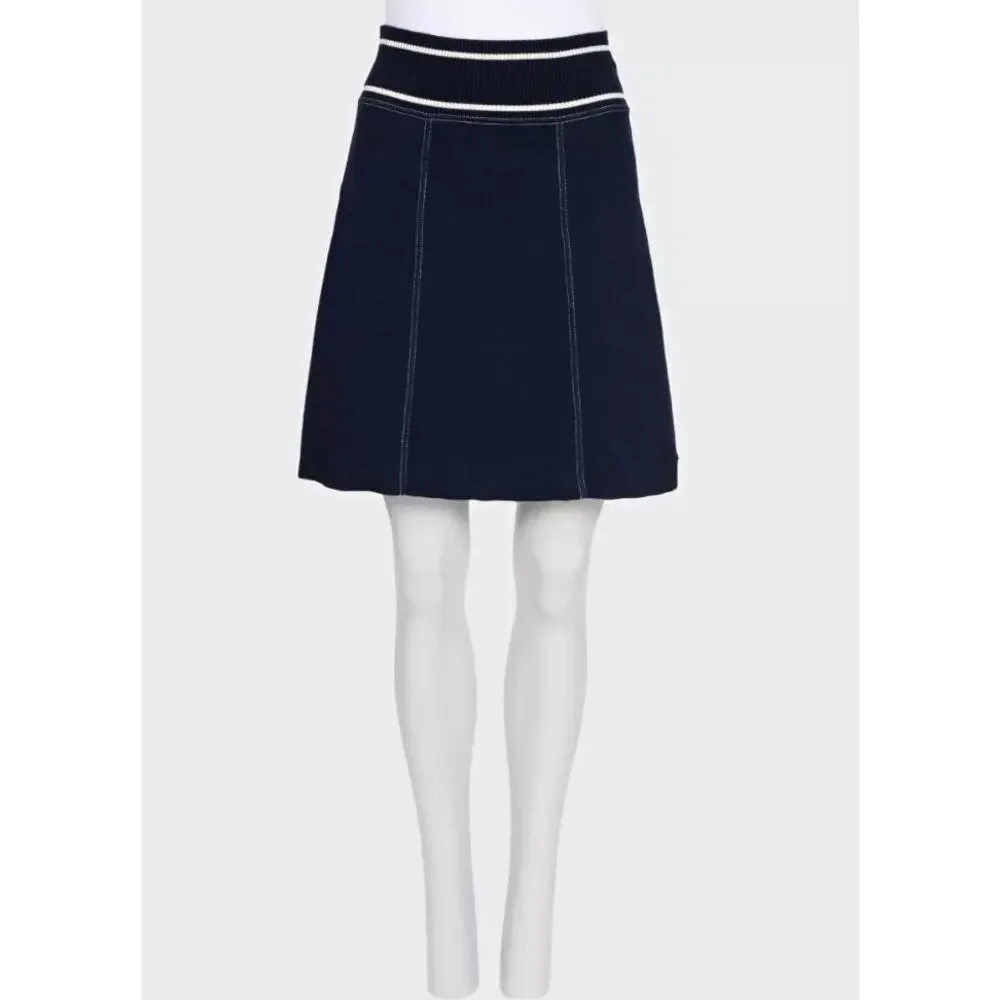 Chanel 2008 Cruise Blue Knit Embellished Skirt Suit Sz 38